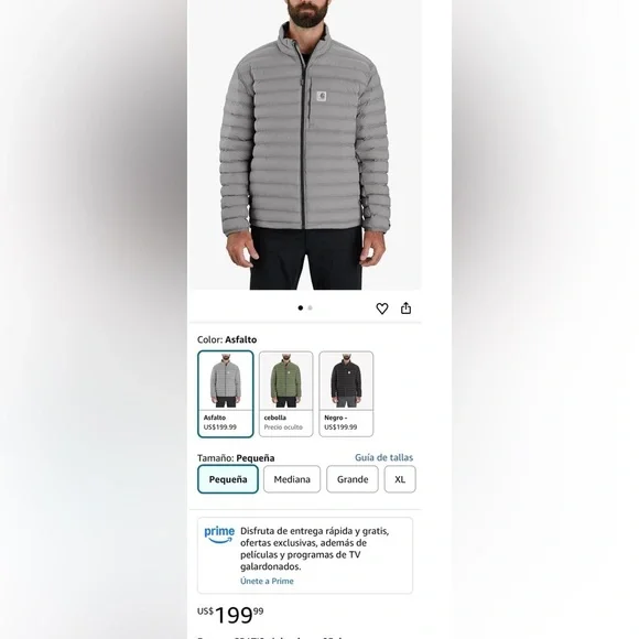 Carhartt Men's Light Gray Puffer Jacket - Picture 7 of 7